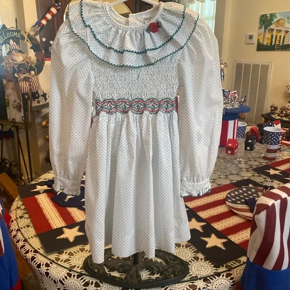 Vintage Polly Flinders Girls Smocked Dress size 4 - Picture 10 of 15